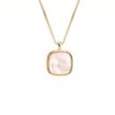 14K gold plated minimalist necklace featuring a square cushion-cut natural mother of pearl shell pendant on a delicate gold box chain